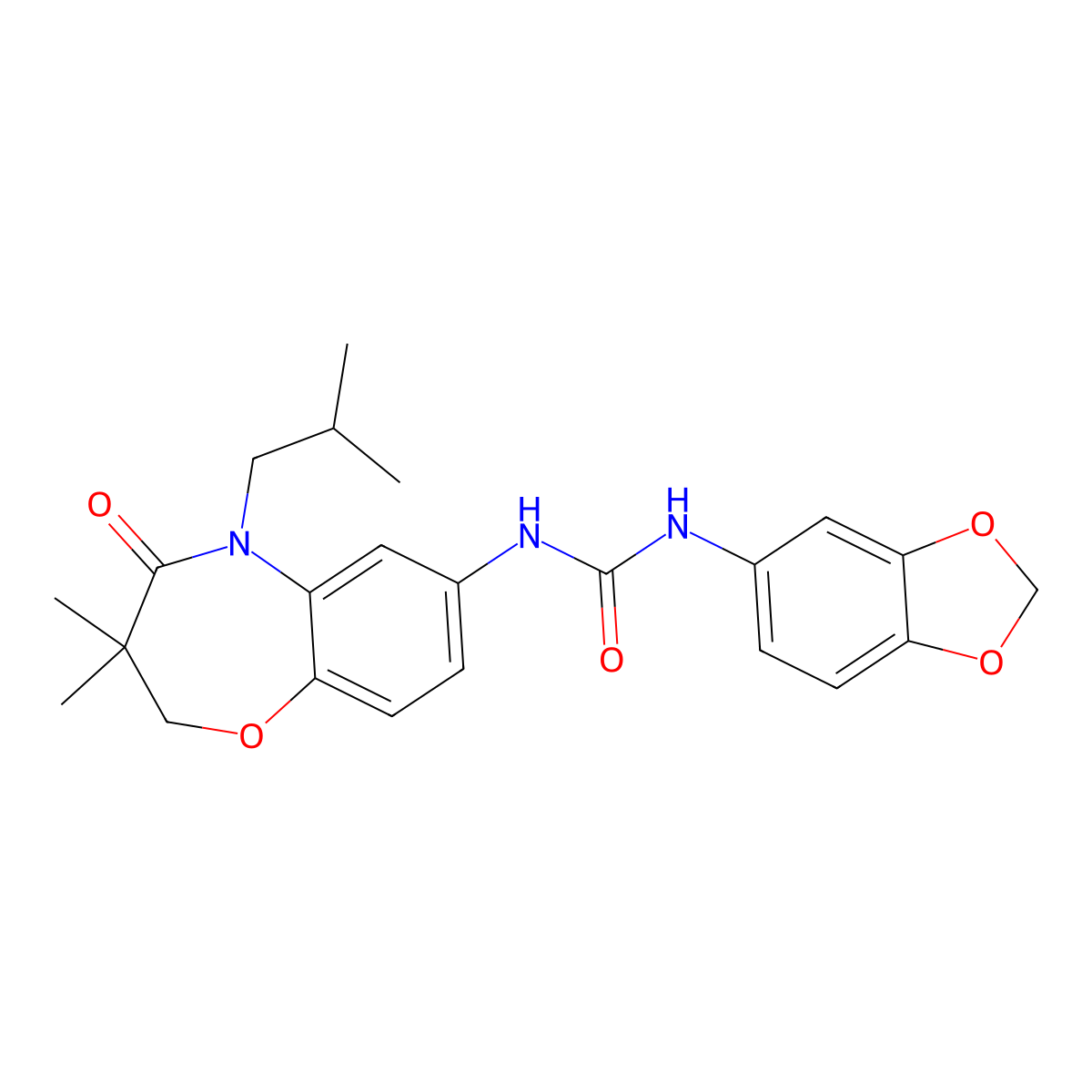 1-(Benzo[d][1,3]dioxol-5-yl)-3-(5-isobutyl-3,3-dimethyl-4-oxo-2,3,4,5-tetrahydrobenzo[b][1,4]oxazepin-7-yl)urea molecular structure, CAS 1171490-82-6