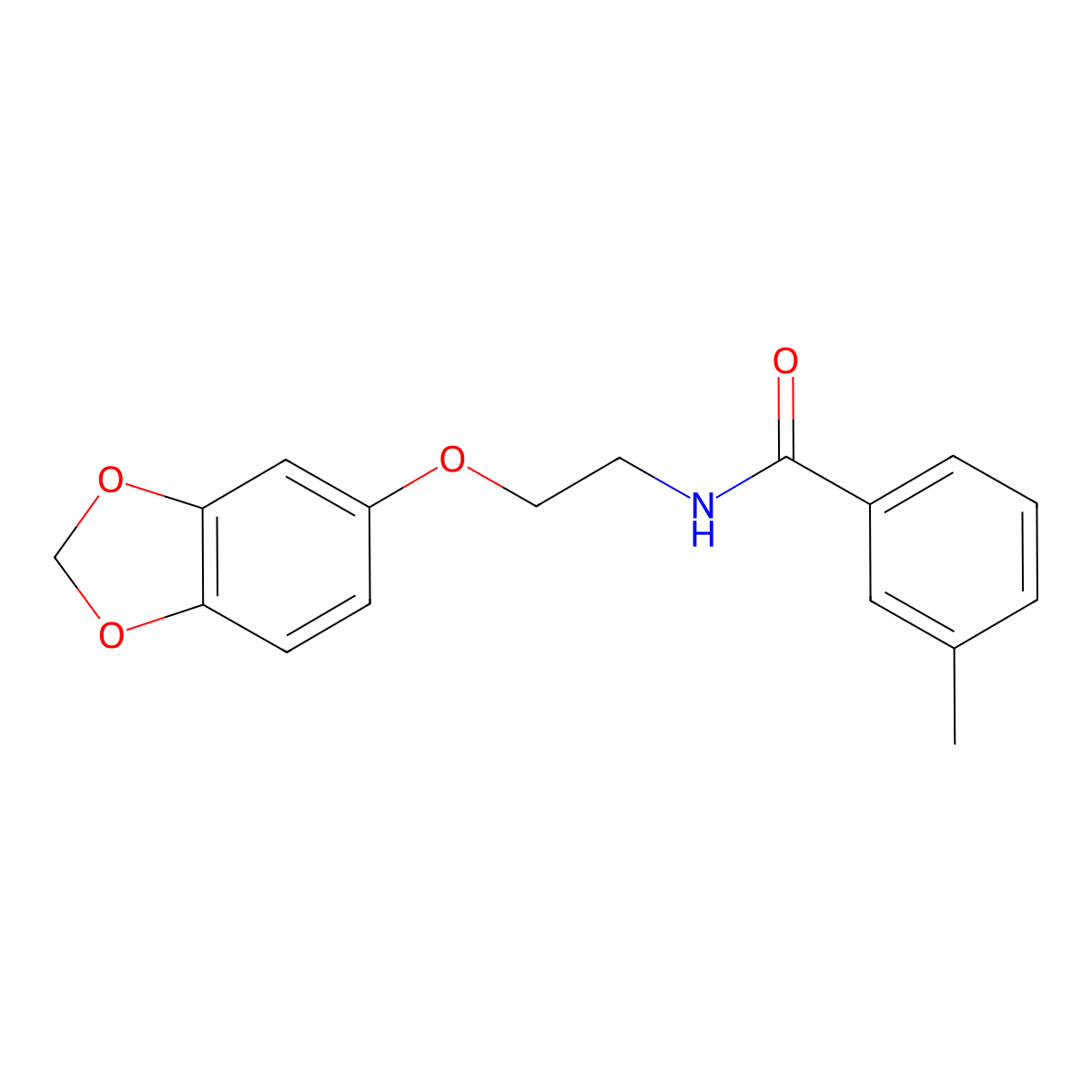 N-(2-(benzo[d][1,3]dioxol-5-yloxy)ethyl)-3-methylbenzamide molecular structure, CAS 1171490-83-7