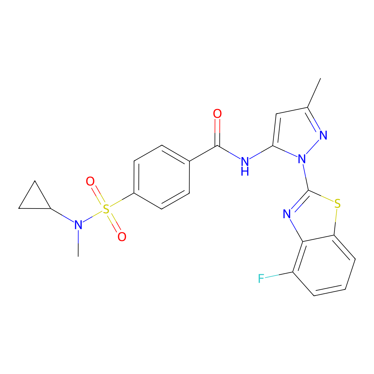 4-(N-cyclopropyl-N-methylsulfamoyl)-N-(1-(4-fluorobenzo[d]thiazol-2-yl)-3-methyl-1H-pyrazol-5-yl)benzamide molecular structure, CAS 1171492-54-8