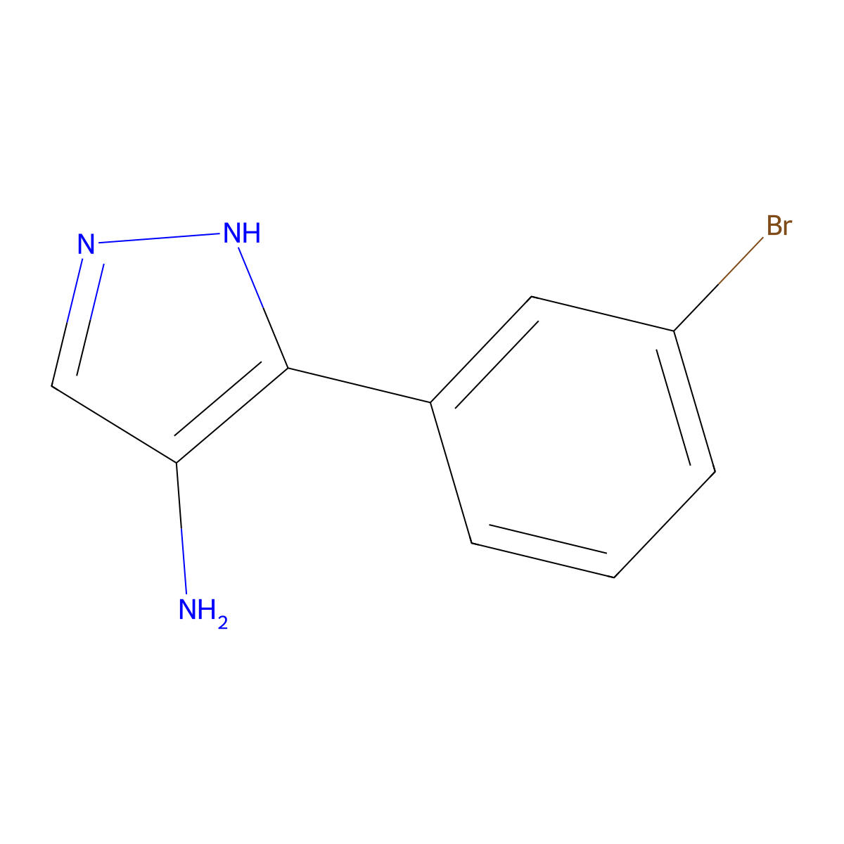 3-(3-bromophenyl)-1H-pyrazol-4-amine molecular structure, CAS 1171492-86-6