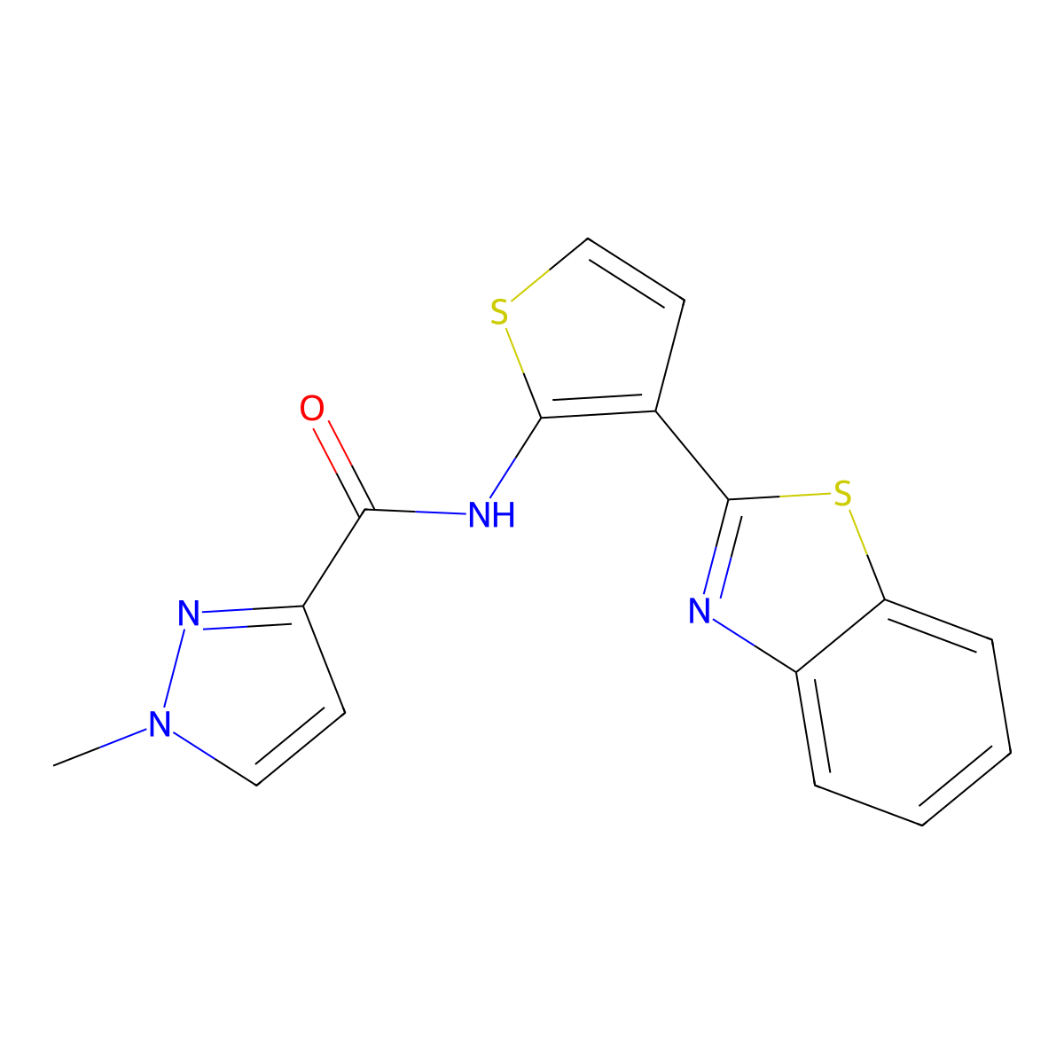 N-[3-(2-Benzothiazolyl)-2-thienyl]-1-methyl-1H-pyrazole-3-carboxamide molecular structure, CAS 1171494-63-5