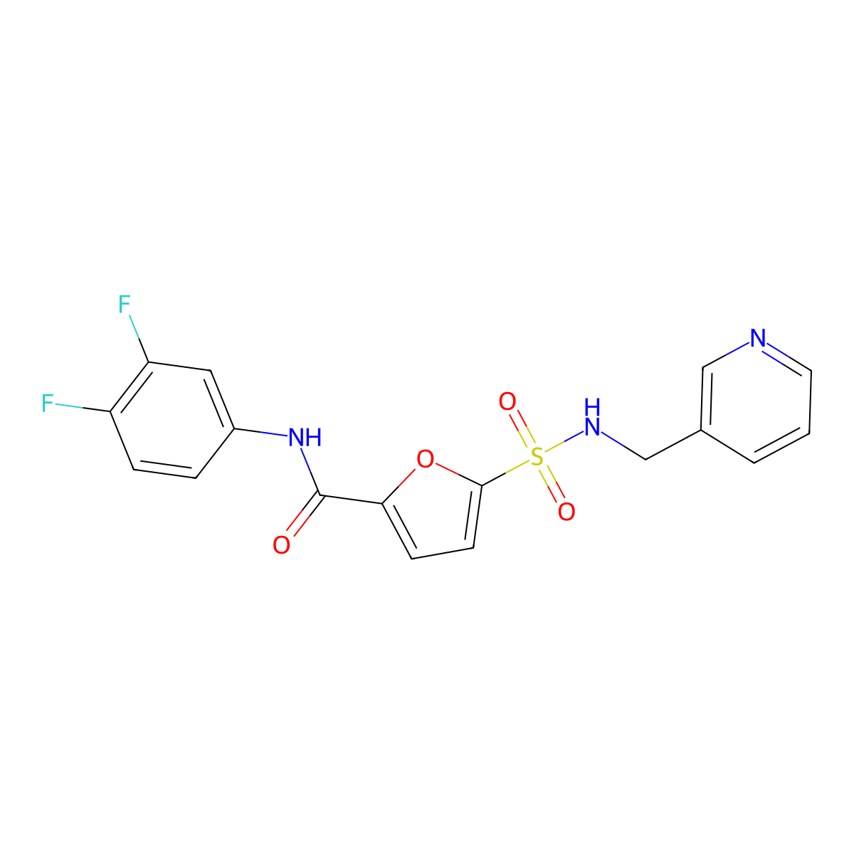 N-(3,4-difluorophenyl)-5-(N-(pyridin-3-ylmethyl)sulfamoyl)furan-2-carboxamide molecular structure, CAS 1171495-86-5