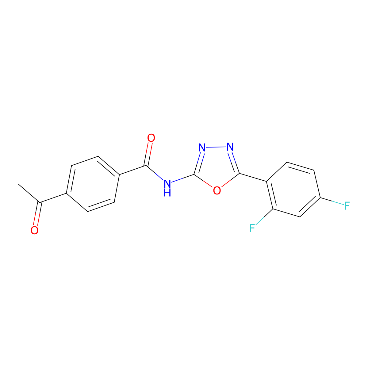 4-acetyl-N-[5-(2,4-difluorophenyl)-1,3,4-oxadiazol-2-yl]benzamide molecular structure, CAS 1171500-29-0