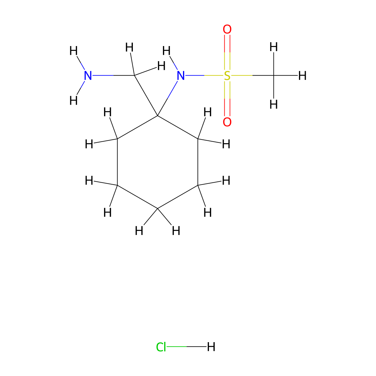 N-[1-(aminomethyl)cyclohexyl]methanesulfonamide hydrochloride molecular structure, CAS 1171503-08-4