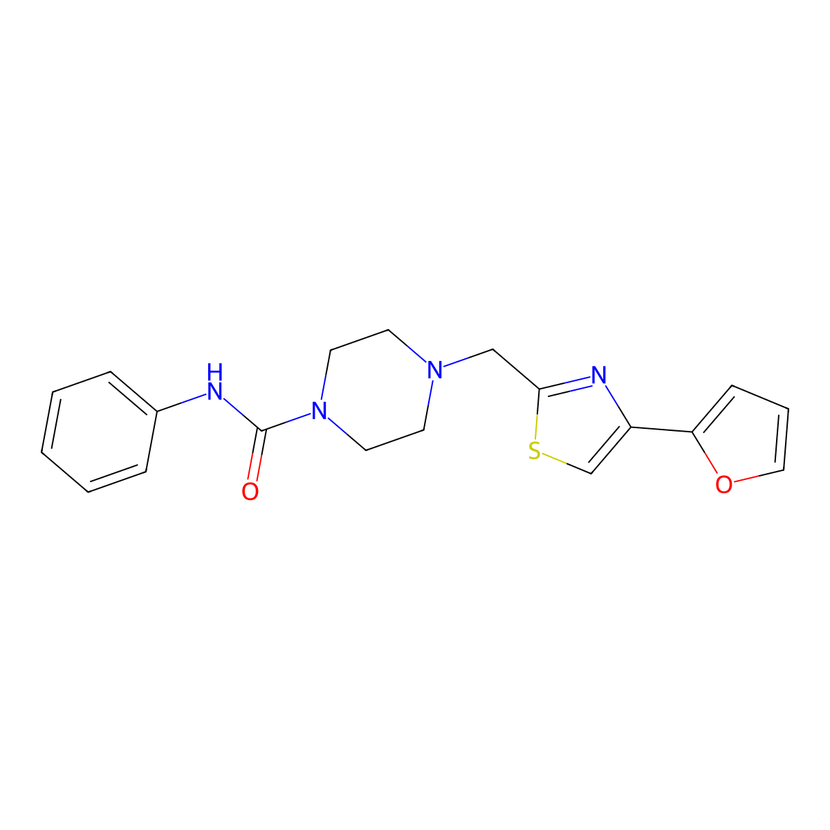 4-((4-(furan-2-yl)thiazol-2-yl)methyl)-N-phenylpiperazine-1-carboxamide molecular structure, CAS 1171503-65-3