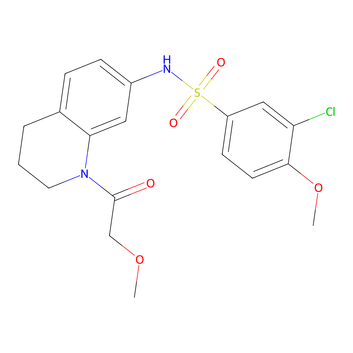 3-chloro-4-methoxy-N-[1-(2-methoxyacetyl)-1,2,3,4-tetrahydroquinolin-7-yl]benzene-1-sulfonamide molecular structure, CAS 1171505-41-1