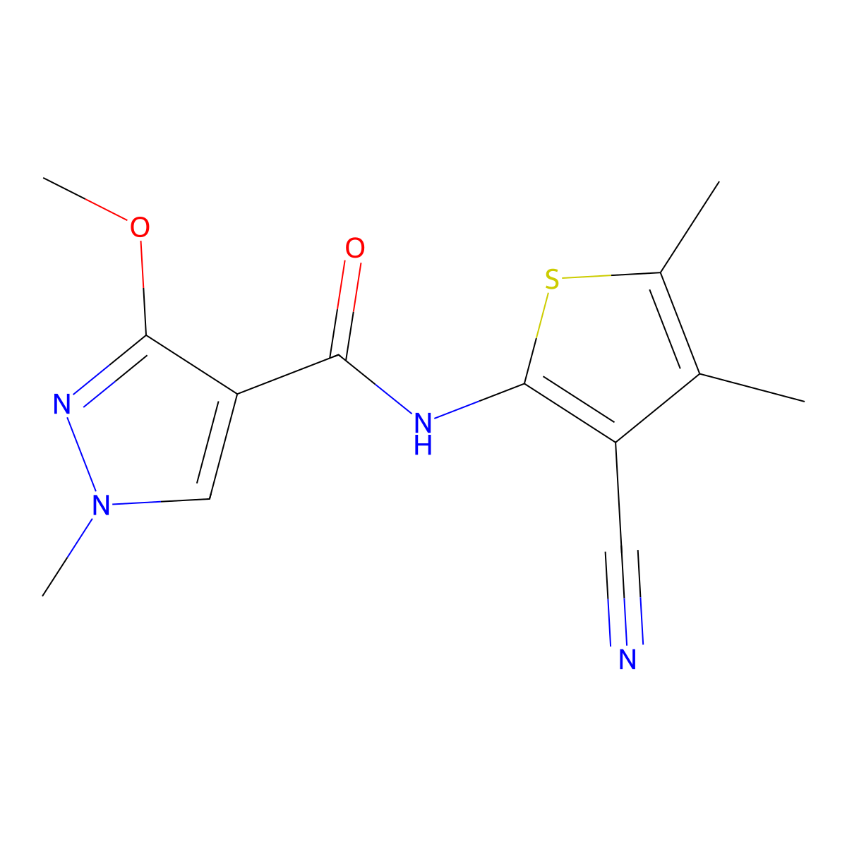 N-(3-cyano-4,5-dimethylthiophen-2-yl)-3-methoxy-1-methyl-1H-pyrazole-4-carboxamide molecular structure, CAS 1171506-40-3
