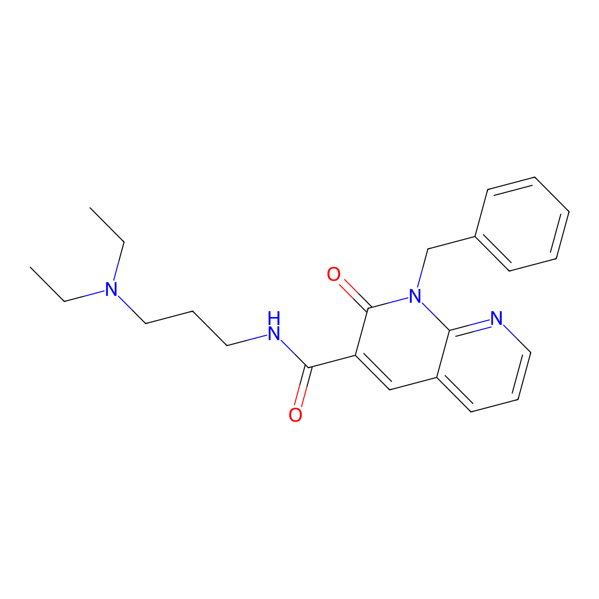 1-benzyl-N-[3-(diethylamino)propyl]-2-oxo-1,2-dihydro-1,8-naphthyridine-3-carboxamide molecular structure, CAS 1171506-90-3