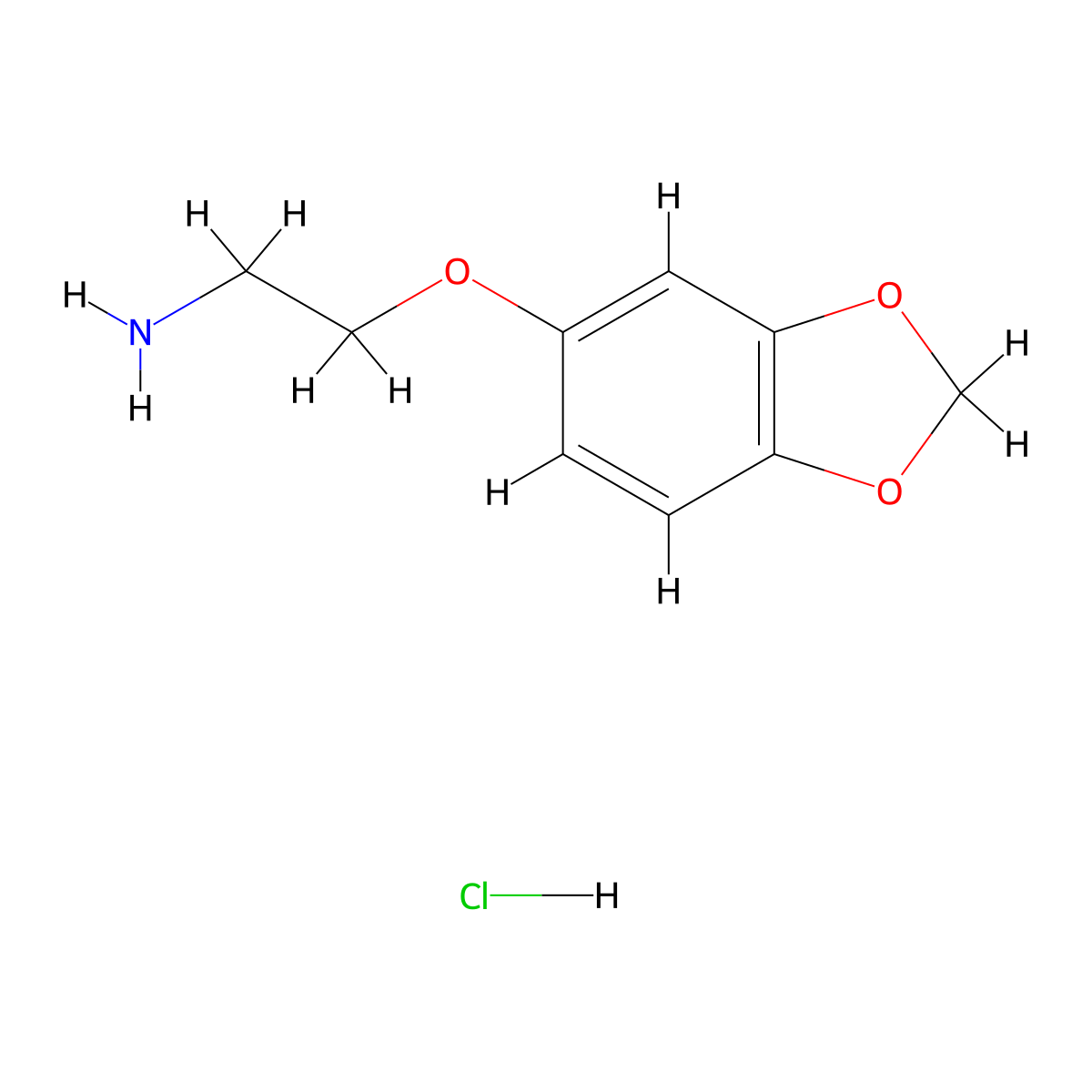 2-(1,3-Dioxaindan-5-yloxy)ethan-1-amine hydrochloride molecular structure, CAS 1171507-54-2