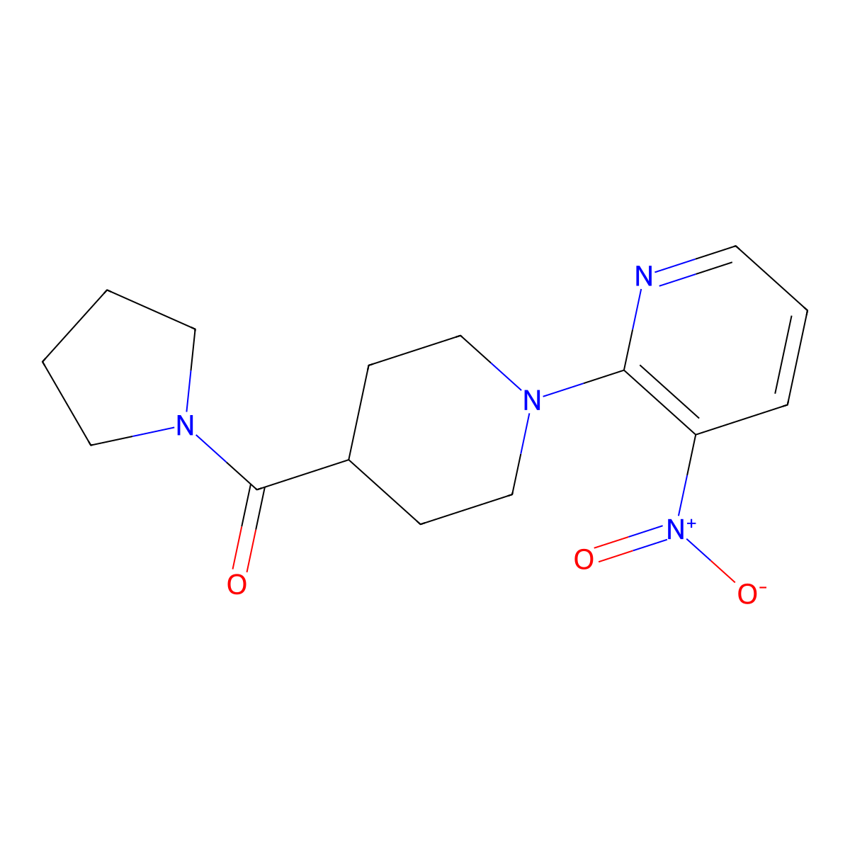 3-Nitro-2-[4-(pyrrolidin-1-ylcarbonyl)piperidin-1-yl]pyridine molecular structure, CAS 1171507-60-0