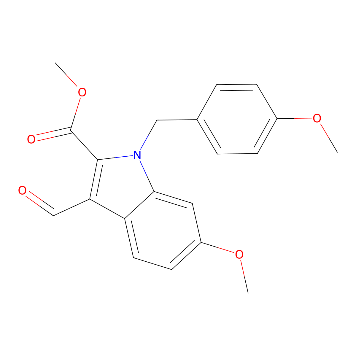 Methyl 3-formyl-6-methoxy-1-(4-methoxybenzyl)-1H-indole-2-carboxylate molecular structure, CAS 1171509-38-8