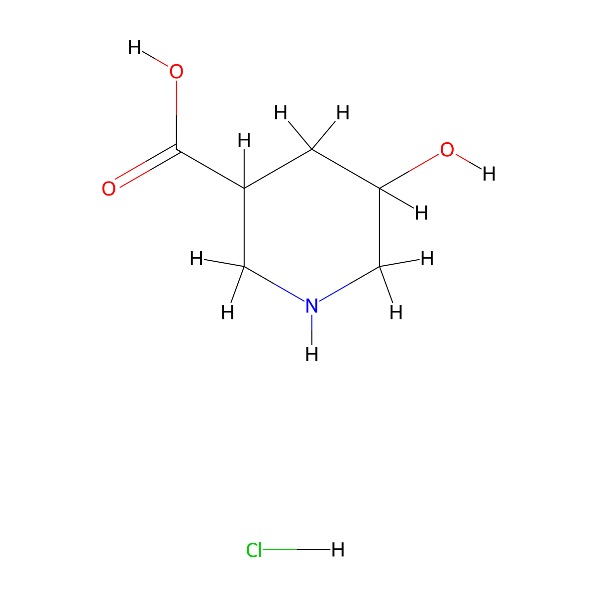 5-Hydroxypiperidine-3-carboxylic acid hydrochloride molecular structure, CAS 1171511-34-4