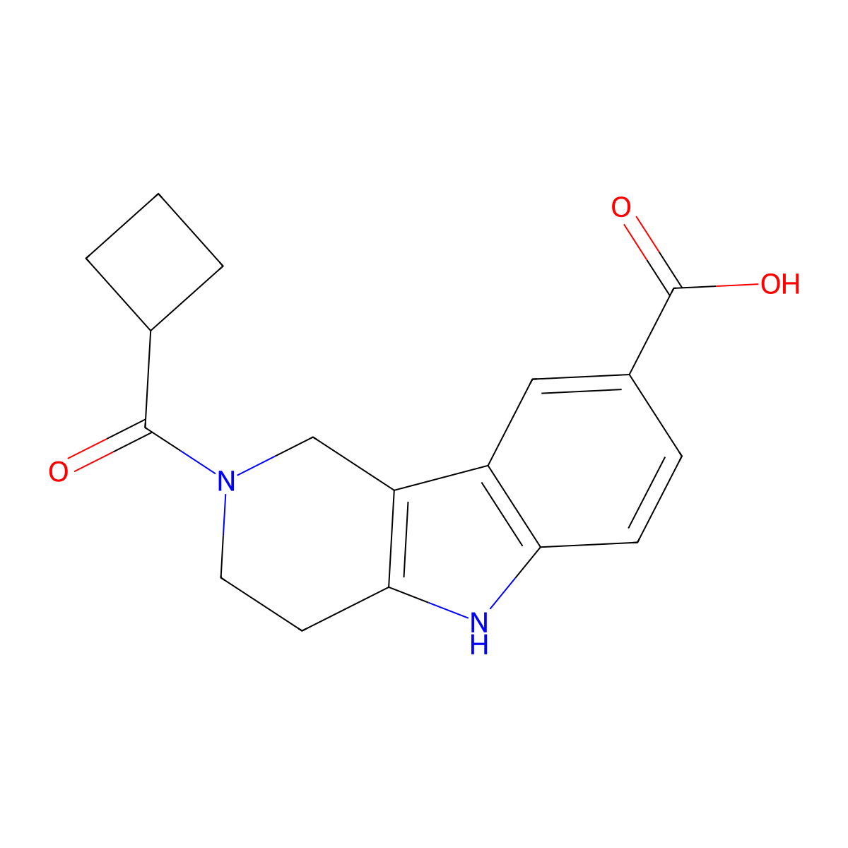 2-(Cyclobutanecarbonyl)-2,3,4,5-tetrahydro-1H-pyrido[4,3-b]indole-8-carboxylic acid molecular structure, CAS 1171514-17-2