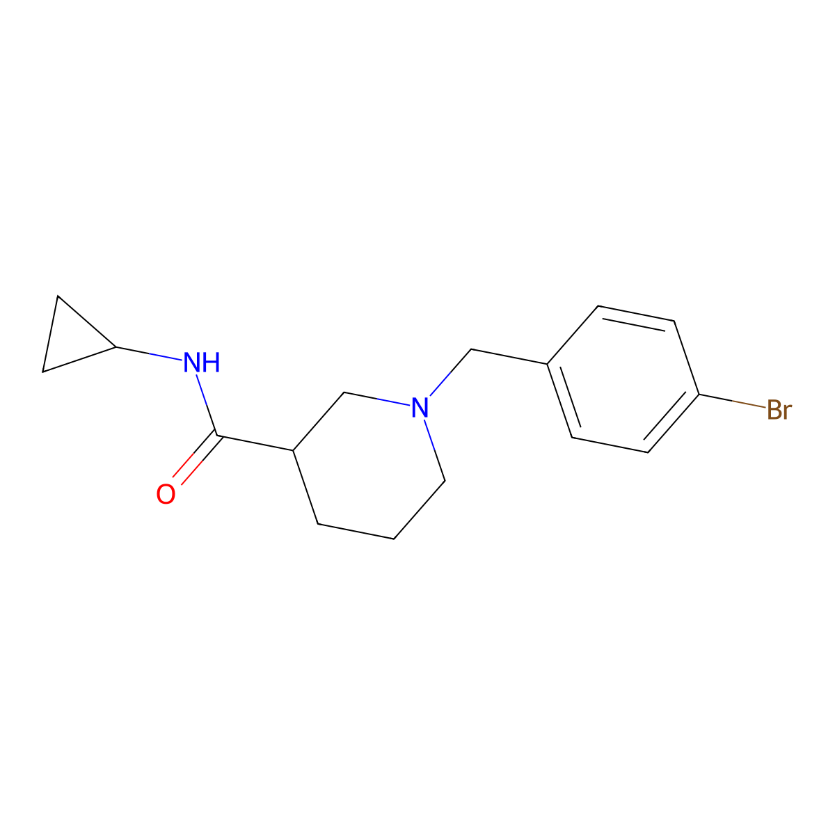 1-[(4-bromophenyl)methyl]-N-cyclopropylpiperidine-3-carboxamide molecular structure, CAS 1171514-30-9