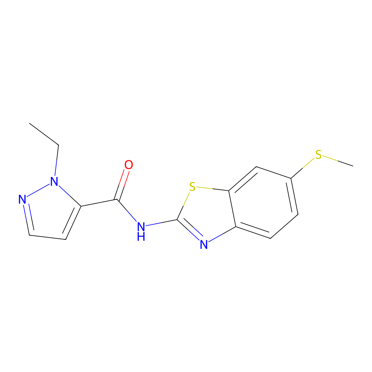 1-ethyl-N-(6-(methylthio)benzo[d]thiazol-2-yl)-1H-pyrazole-5-carboxamide molecular structure, CAS 1171514-82-1