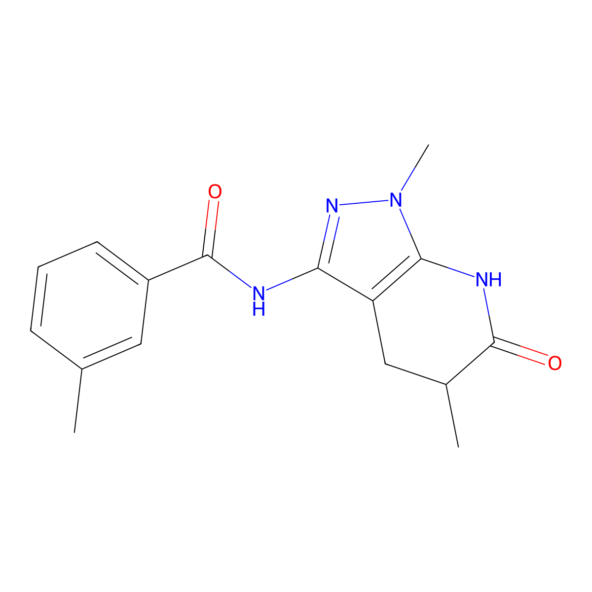 N-(1,5-dimethyl-6-oxo-4,5,6,7-tetrahydro-1H-pyrazolo[3,4-b]pyridin-3-yl)-3-methylbenzamide molecular structure, CAS 1171516-58-7