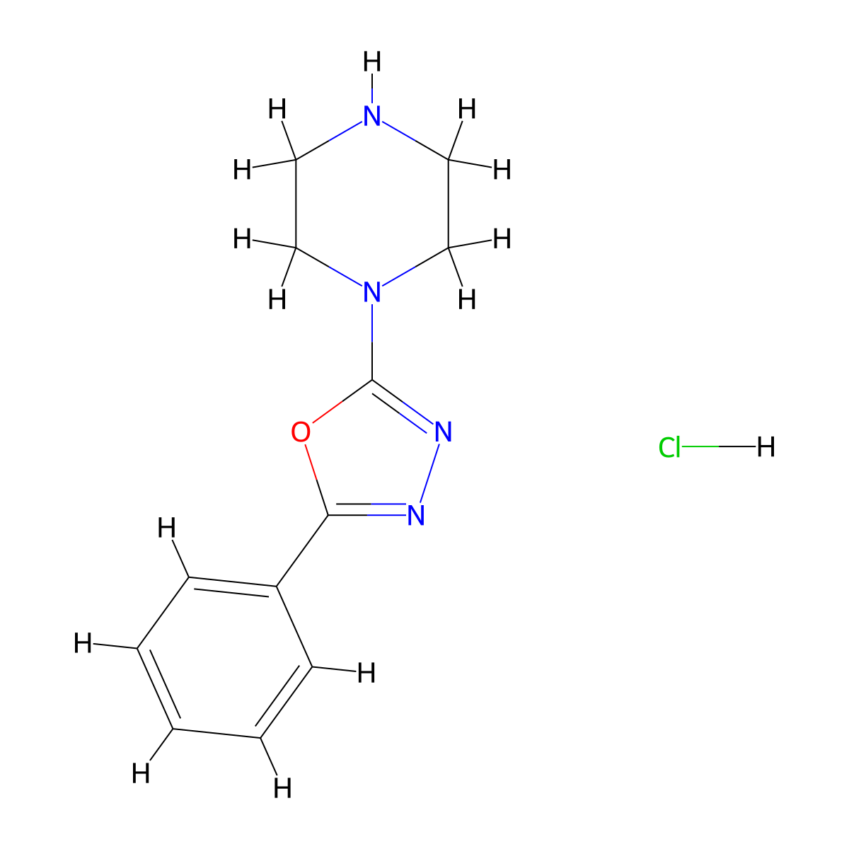 1-(5-Phenyl-1,3,4-oxadiazol-2-yl)piperazine hydrochloride molecular structure, CAS 1171517-48-8