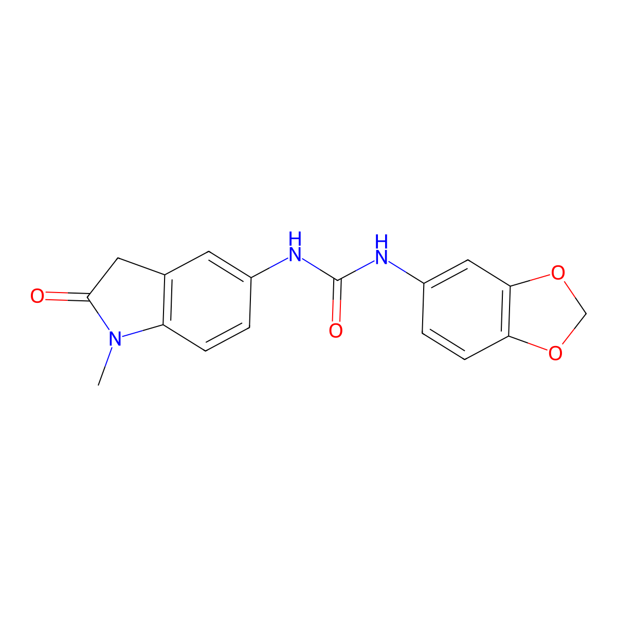 1-(Benzo[d][1,3]dioxol-5-yl)-3-(1-methyl-2-oxoindolin-5-yl)urea molecular structure, CAS 1171518-76-5