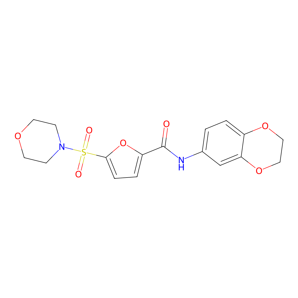 N-(2,3-dihydrobenzo[b][1,4]dioxin-6-yl)-5-(morpholinosulfonyl)furan-2-carboxamide molecular structure, CAS 1171520-24-3
