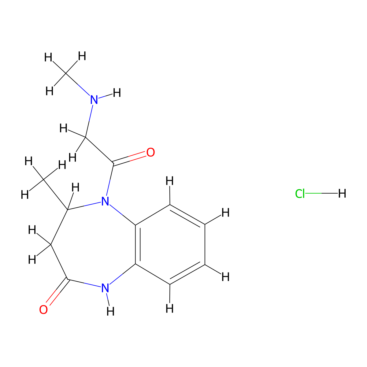4-methyl-5-[2-(methylamino)acetyl]-2,3,4,5-tetrahydro-1H-1,5-benzodiazepin-2-one hydrochloride molecular structure, CAS 1171521-57-5