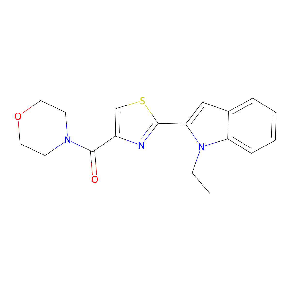 (2-(1-ethyl-1H-indol-2-yl)thiazol-4-yl)(morpholino)methanone molecular structure, CAS 1171524-33-6