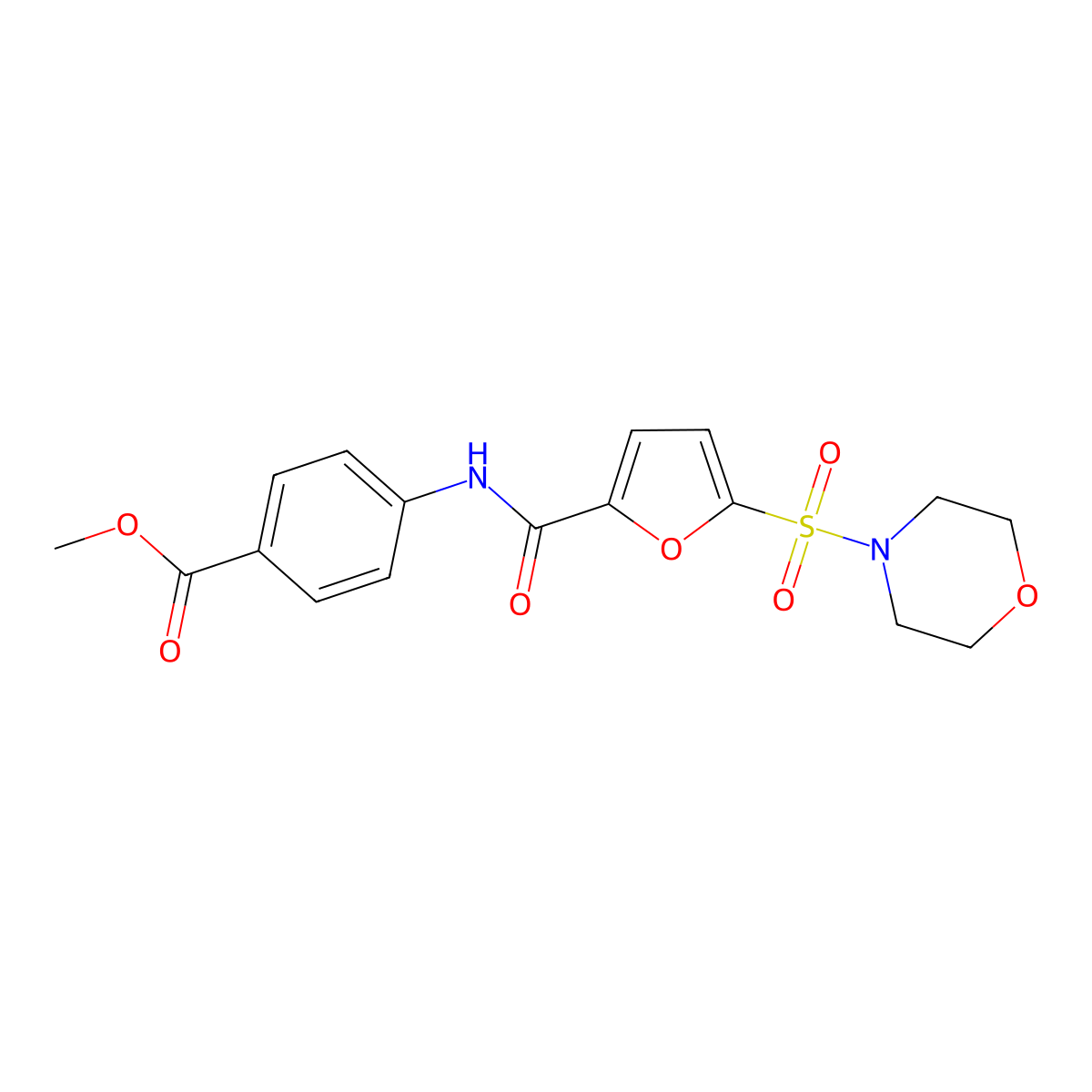 Methyl 4-(5-(morpholinosulfonyl)furan-2-carboxamido)benzoate molecular structure, CAS 1171525-23-7