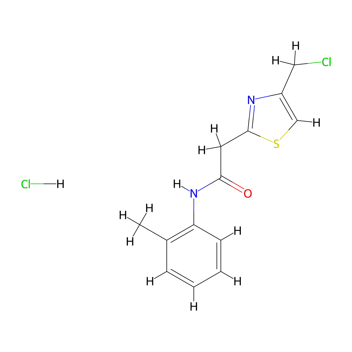 2-[4-(chloromethyl)-1,3-thiazol-2-yl]-N-(2-methylphenyl)acetamide hydrochloride molecular structure, CAS 1171526-07-0