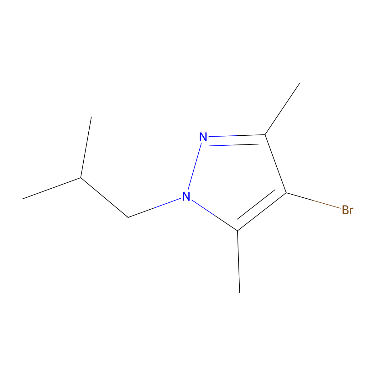 4-bromo-1-isobutyl-3,5-dimethyl-1H-pyrazole molecular structure, CAS 1171526-62-7