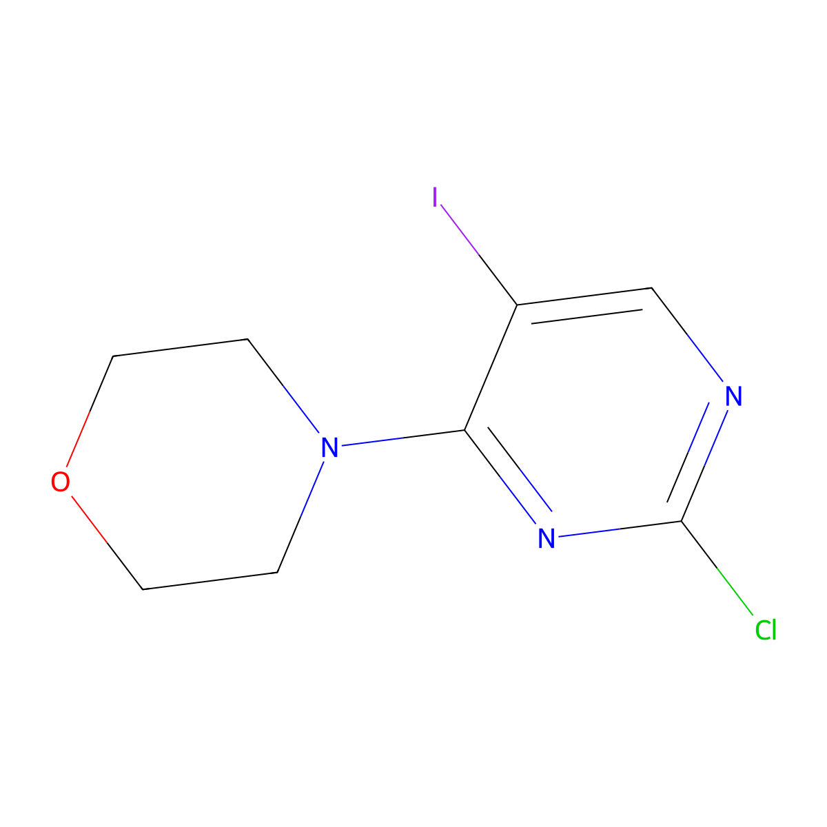 4-(2-Chloro-5-iodopyrimidin-4-yl)morpholine molecular structure, CAS 1171527-49-3