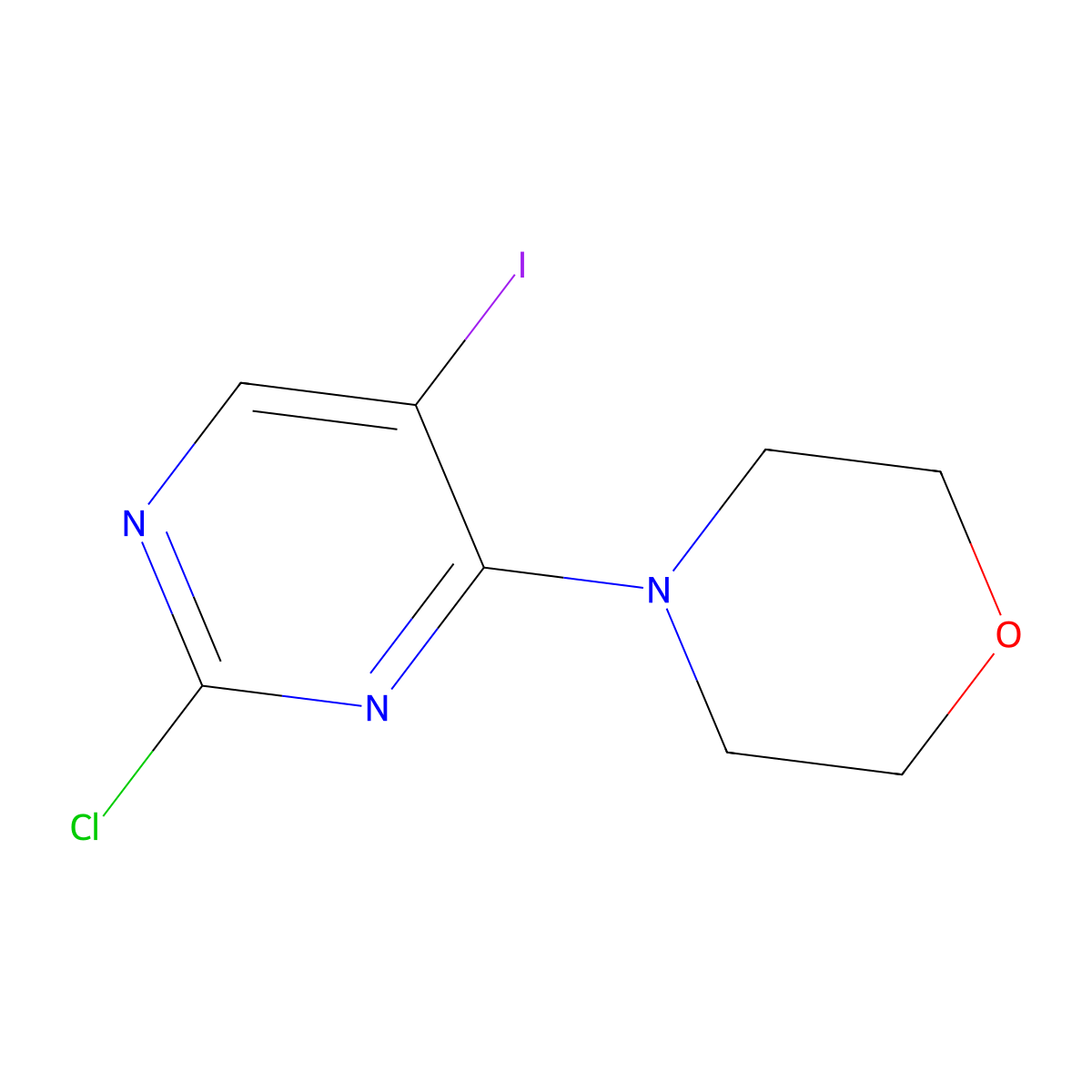 4-(2-Chloro-5-iodopyrimidin-4-yl)morpholine molecular structure, CAS 1171527-49-3