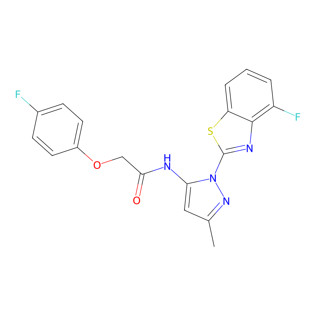 N-(1-(4-fluorobenzo[d]thiazol-2-yl)-3-methyl-1H-pyrazol-5-yl)-2-(4-fluorophenoxy)acetamide molecular structure, CAS 1171528-76-9
