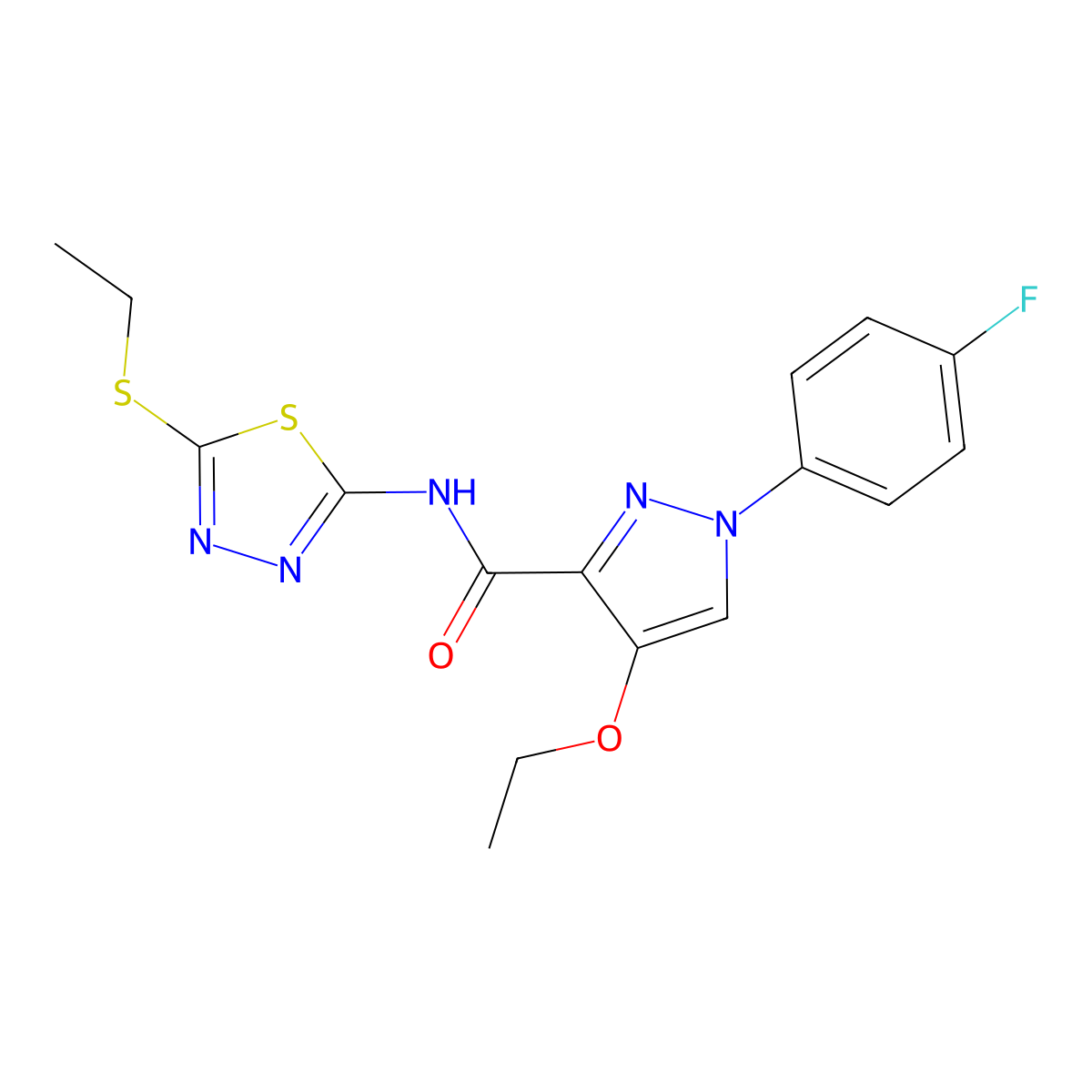 4-ethoxy-N-(5-(ethylthio)-1,3,4-thiadiazol-2-yl)-1-(4-fluorophenyl)-1H-pyrazole-3-carboxamide molecular structure, CAS 1171531-13-7
