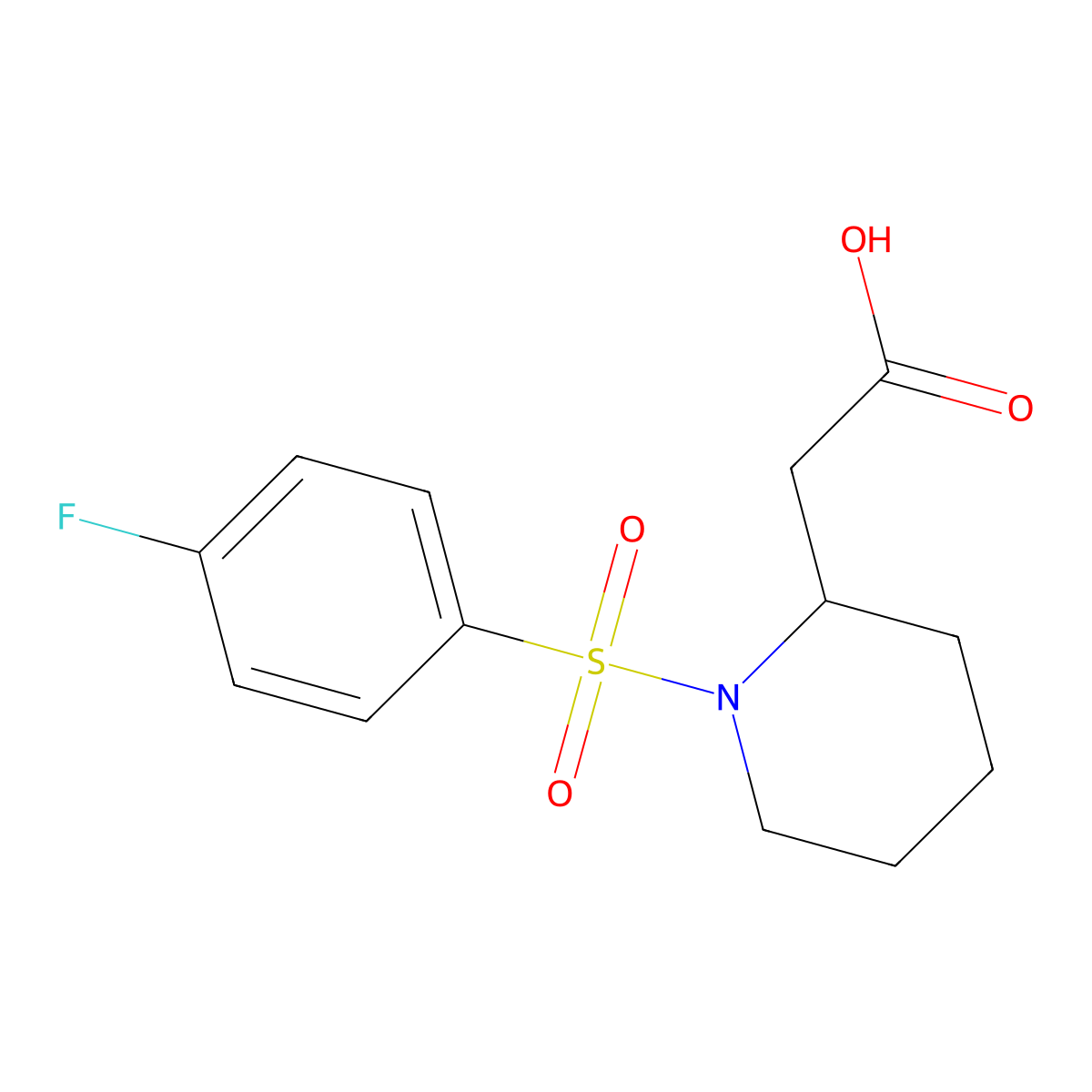 2-(1-((4-Fluorophenyl)sulfonyl)piperidin-2-yl)acetic acid molecular structure, CAS 1171531-56-8