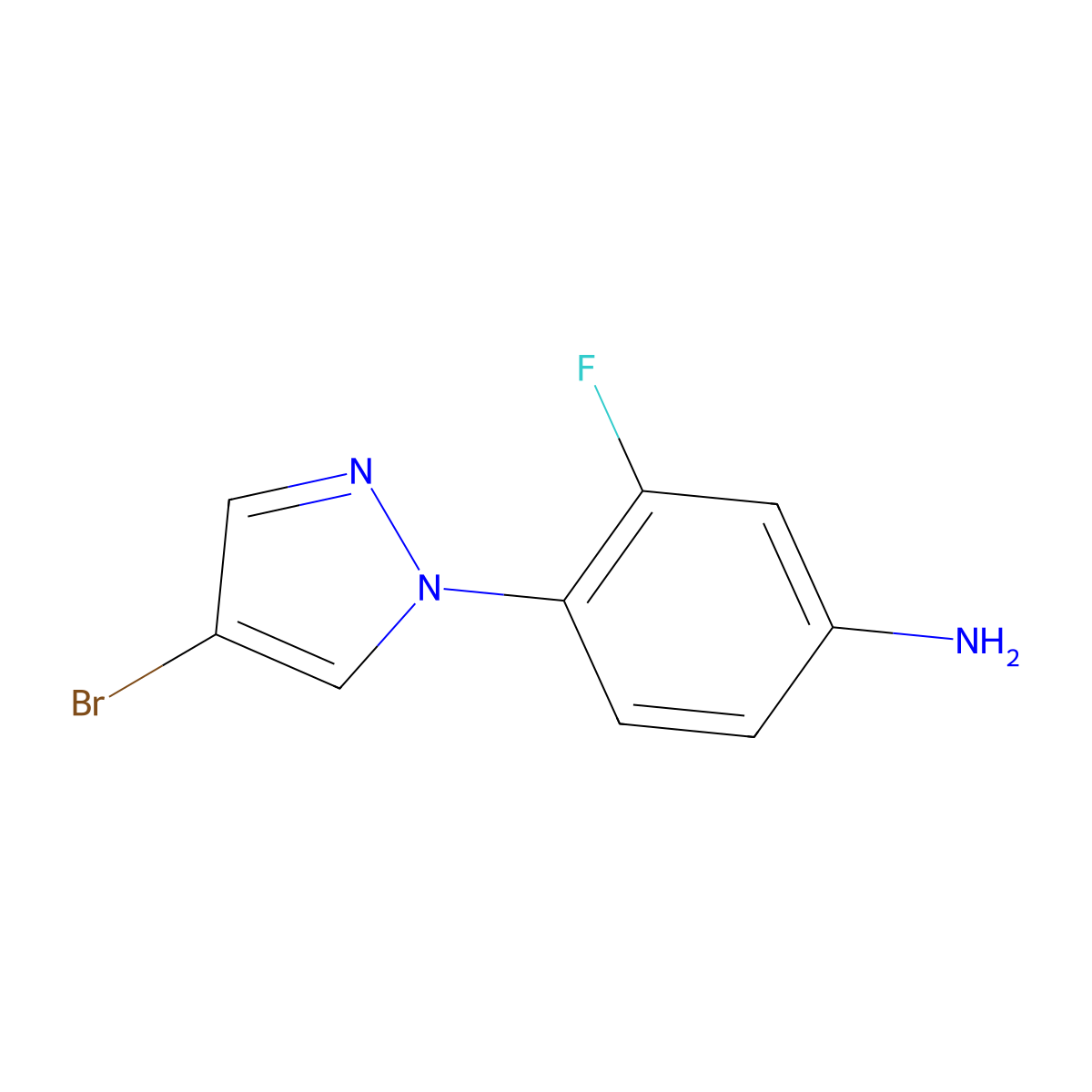4-(4-bromo-1H-pyrazol-1-yl)-3-fluoroaniline molecular structure, CAS 1171532-05-0