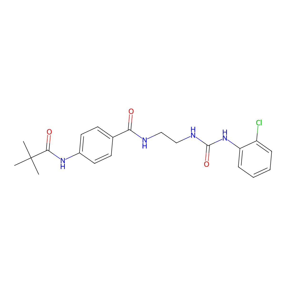 N-(2-{[(2-chlorophenyl)carbamoyl]amino}ethyl)-4-(2,2-dimethylpropanamido)benzamide molecular structure, CAS 1171534-47-6