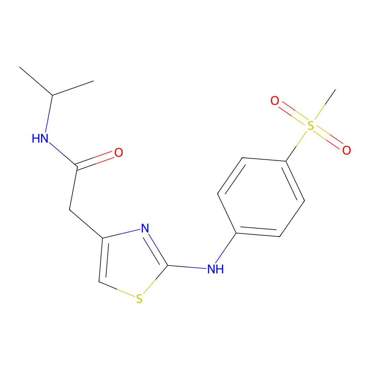 2-{2-[(4-methanesulfonylphenyl)amino]-1,3-thiazol-4-yl}-N-(propan-2-yl)acetamide molecular structure, CAS 1171534-59-0