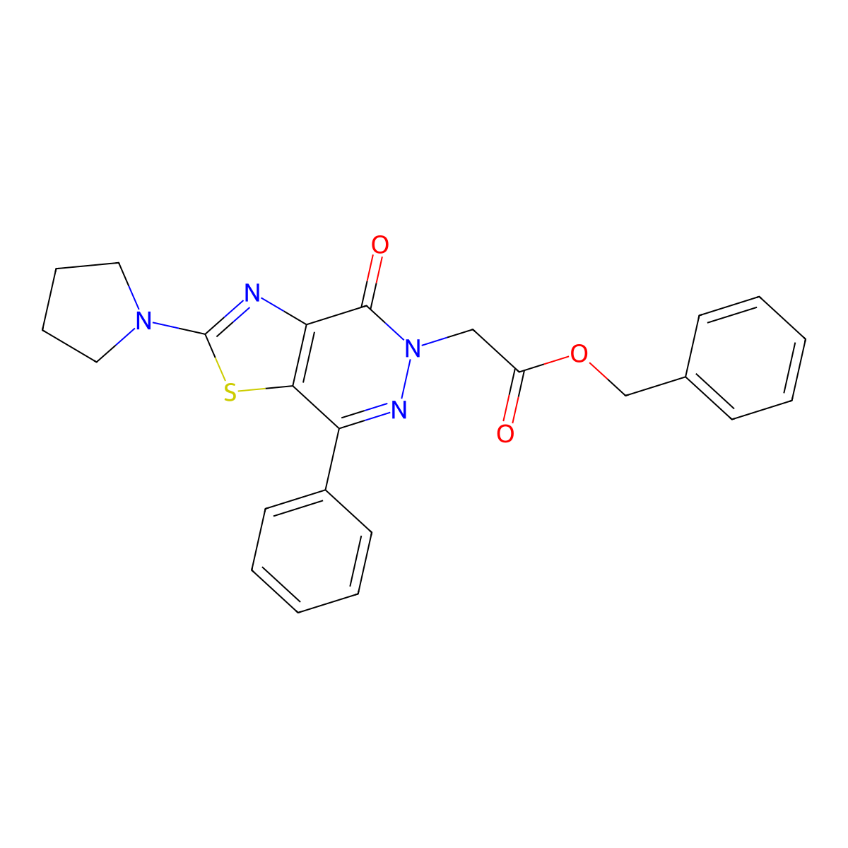 benzyl 2-(4-oxo-7-phenyl-2-(pyrrolidin-1-yl)thiazolo[4,5-d]pyridazin-5(4H)-yl)acetate molecular structure, CAS 1171535-88-8