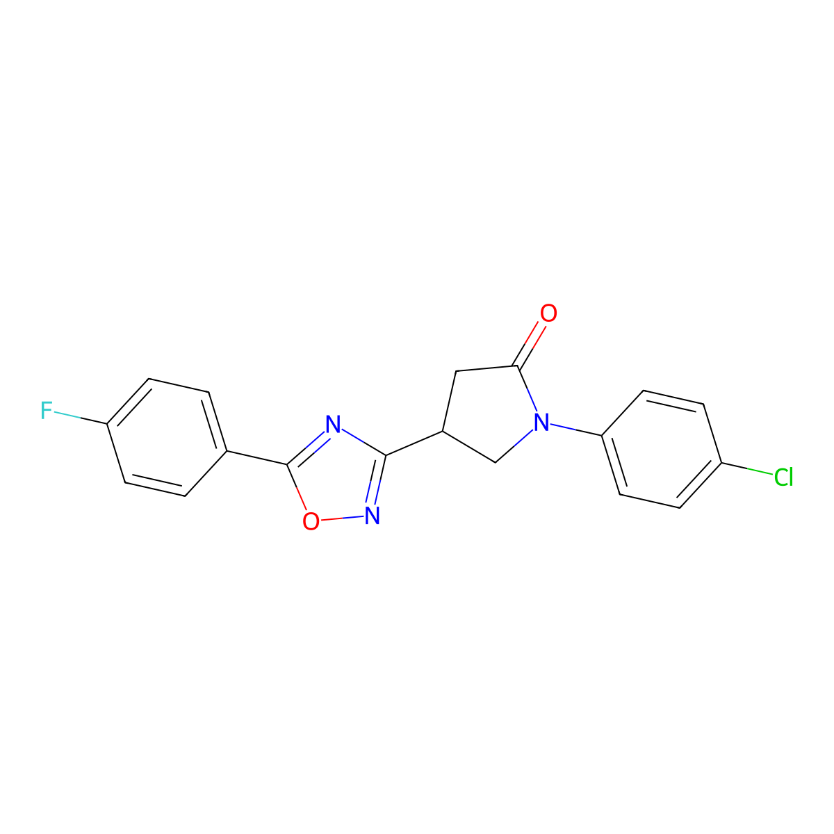 1-(4-Chlorophenyl)-4-[5-(4-fluorophenyl)-1,2,4-oxadiazol-3-yl]pyrrolidin-2-one molecular structure, CAS 1171536-04-1