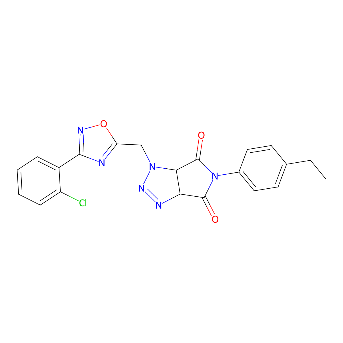 1-((3-(2-chlorophenyl)-1,2,4-oxadiazol-5-yl)methyl)-5-(4-ethylphenyl)-1,6a-dihydropyrrolo[3,4-d][1,2,3]triazole-4,6(3aH,5H)-dione molecular structure, CAS 1171538-31-0