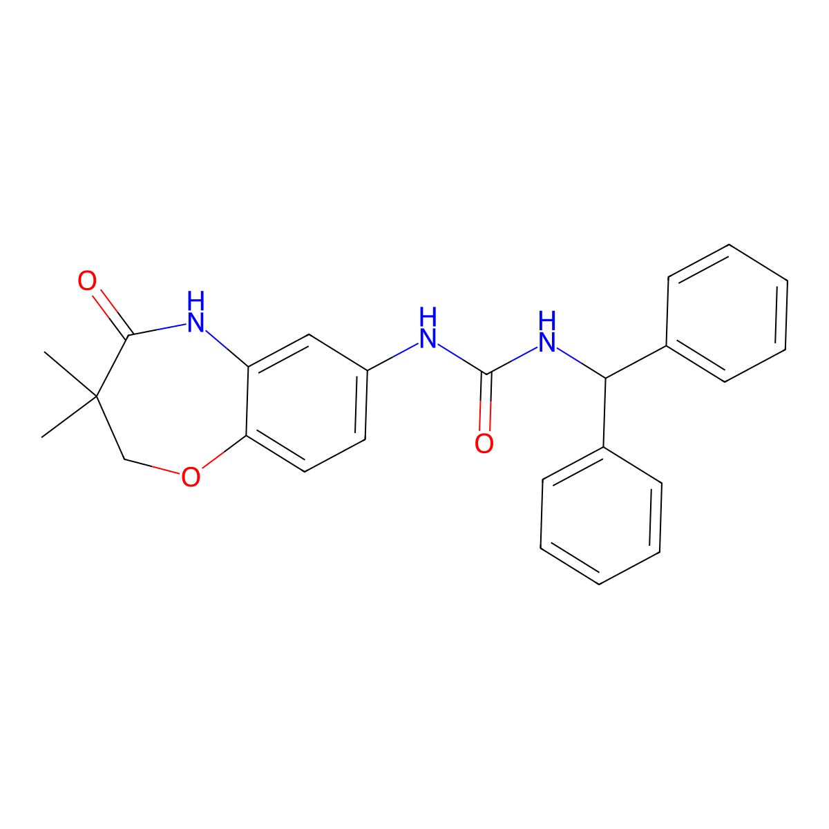 1-Benzhydryl-3-(3,3-dimethyl-4-oxo-2,3,4,5-tetrahydrobenzo[b][1,4]oxazepin-7-yl)urea molecular structure, CAS 1171538-54-7