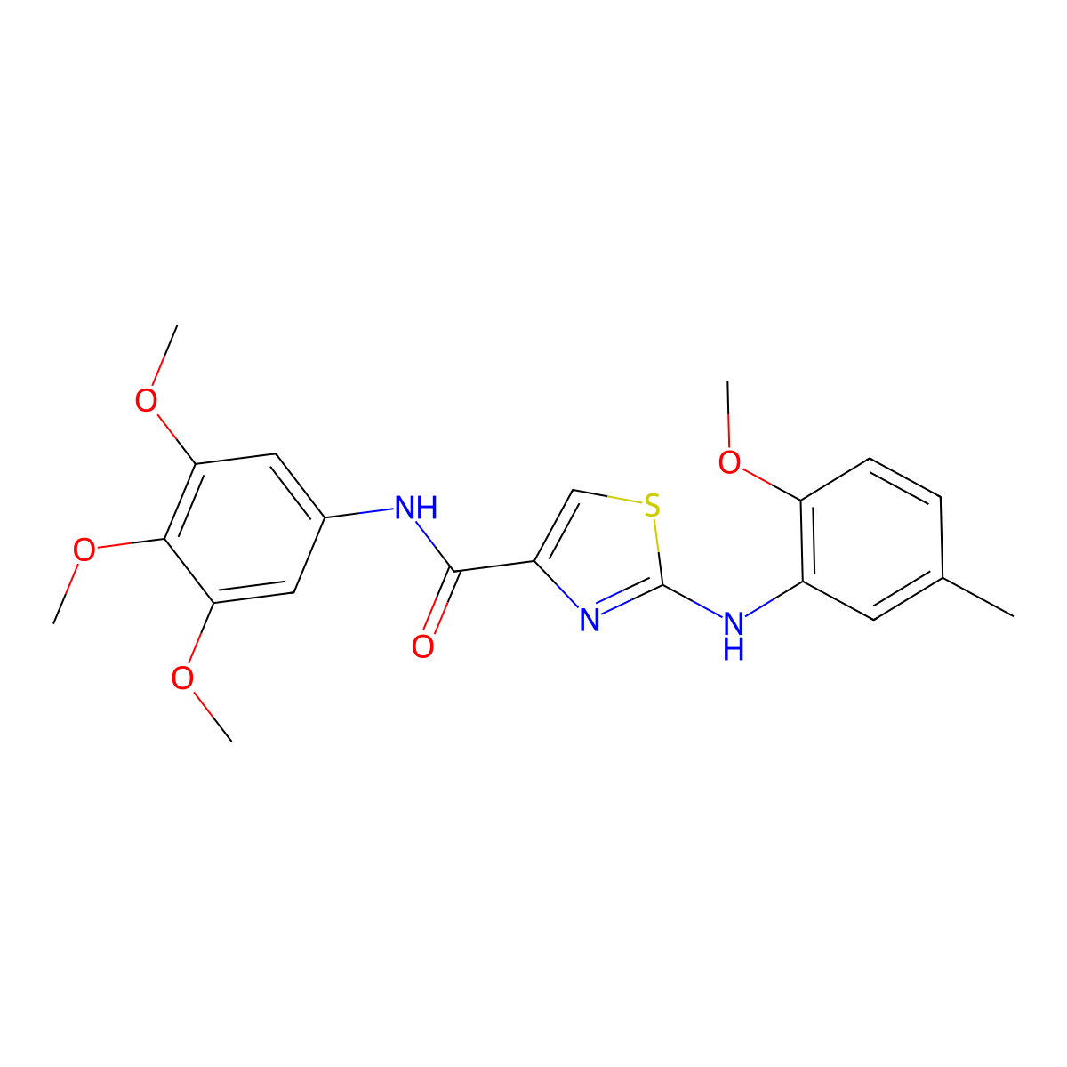 2-((2-methoxy-5-methylphenyl)amino)-N-(3,4,5-trimethoxyphenyl)thiazole-4-carboxamide molecular structure, CAS 1171539-22-2