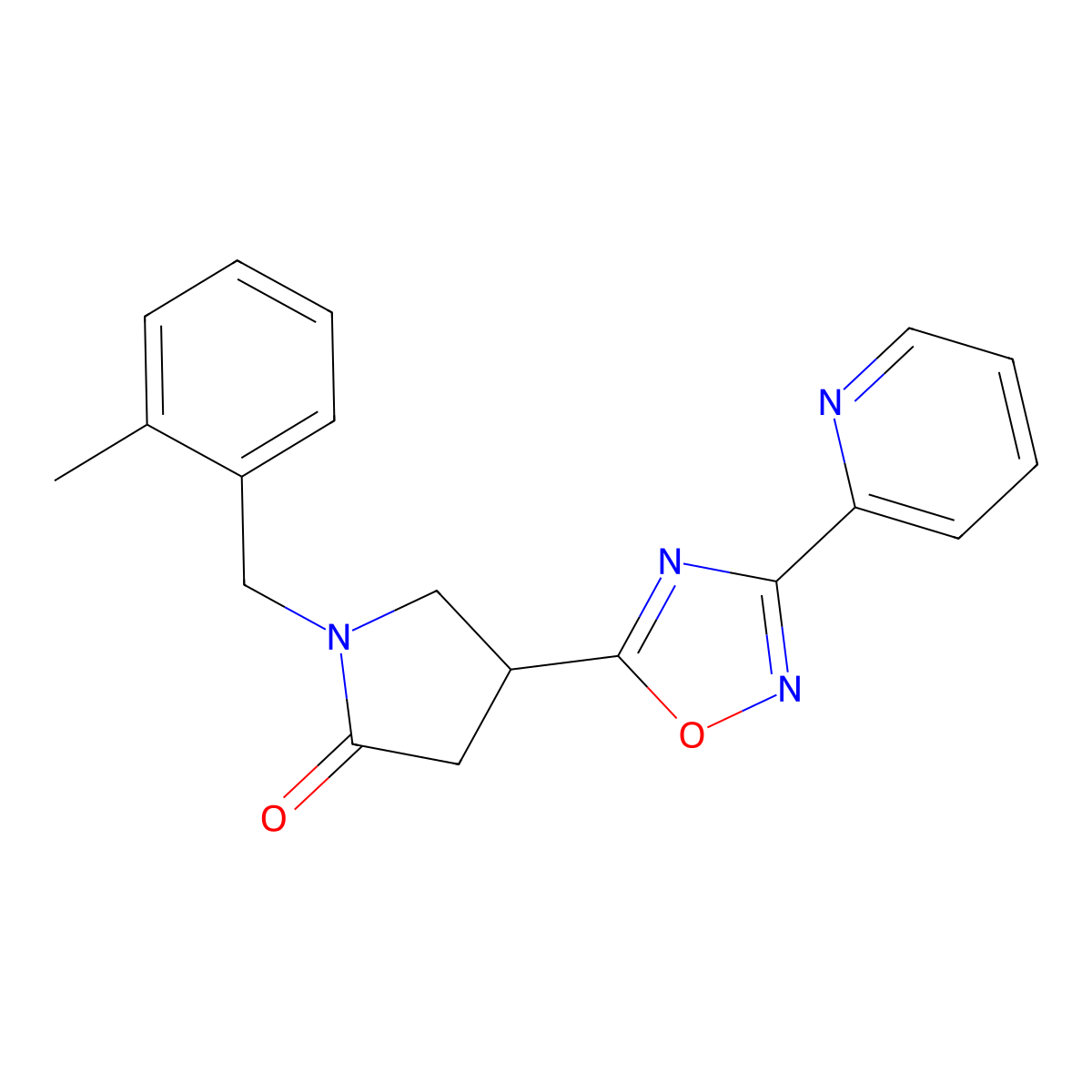 1-(2-Methylbenzyl)-4-(3-(pyridin-2-yl)-1,2,4-oxadiazol-5-yl)pyrrolidin-2-one molecular structure, CAS 1171539-97-1