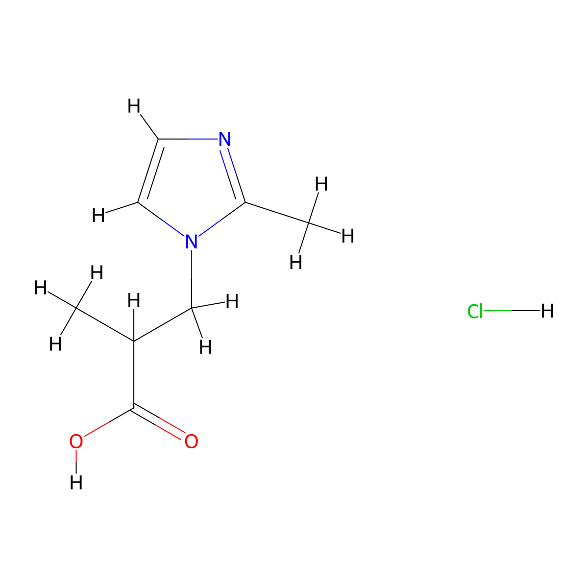 2-methyl-3-(2-methyl-1H-imidazol-1-yl)propanoic acid hydrochloride molecular structure, CAS 1171540-72-9