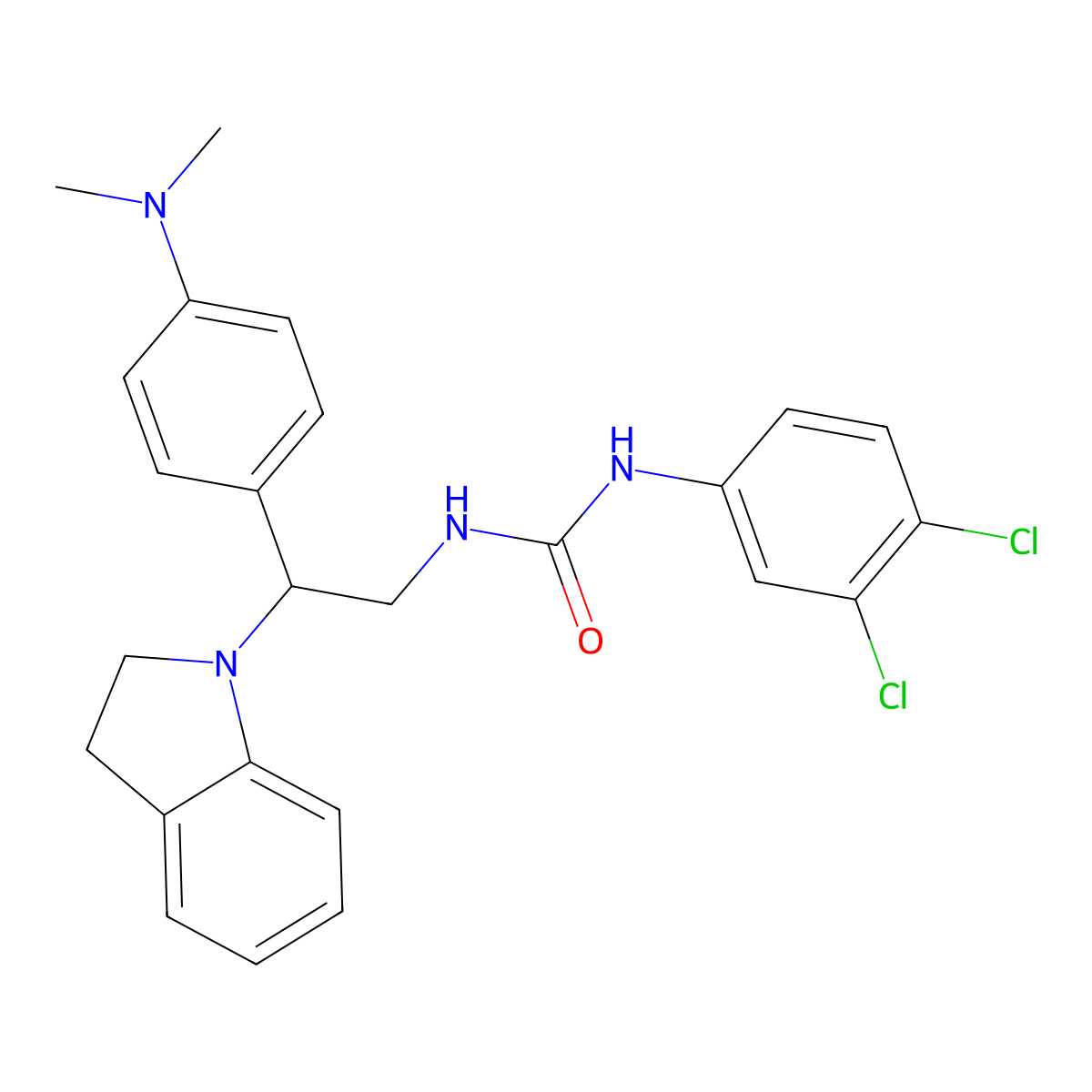 1-(3,4-Dichlorophenyl)-3-(2-(4-(dimethylamino)phenyl)-2-(indolin-1-yl)ethyl)urea molecular structure, CAS 1171540-87-6