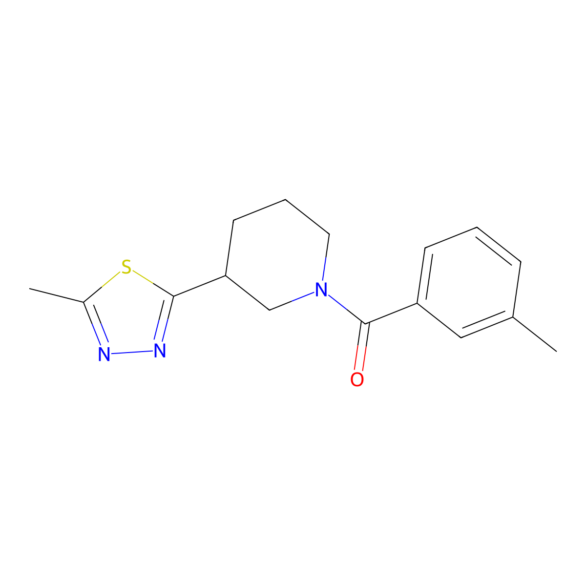 (3-(5-Methyl-1,3,4-thiadiazol-2-yl)piperidin-1-yl)(m-tolyl)methanone molecular structure, CAS 1171541-04-0