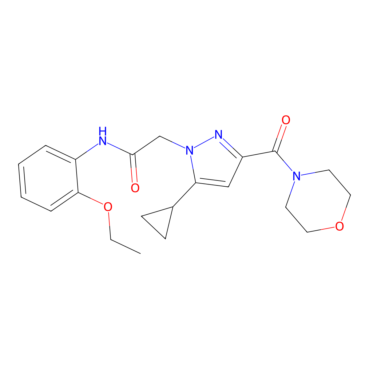 2-(5-cyclopropyl-3-(morpholine-4-carbonyl)-1H-pyrazol-1-yl)-N-(2-ethoxyphenyl)acetamide molecular structure, CAS 1171541-80-2