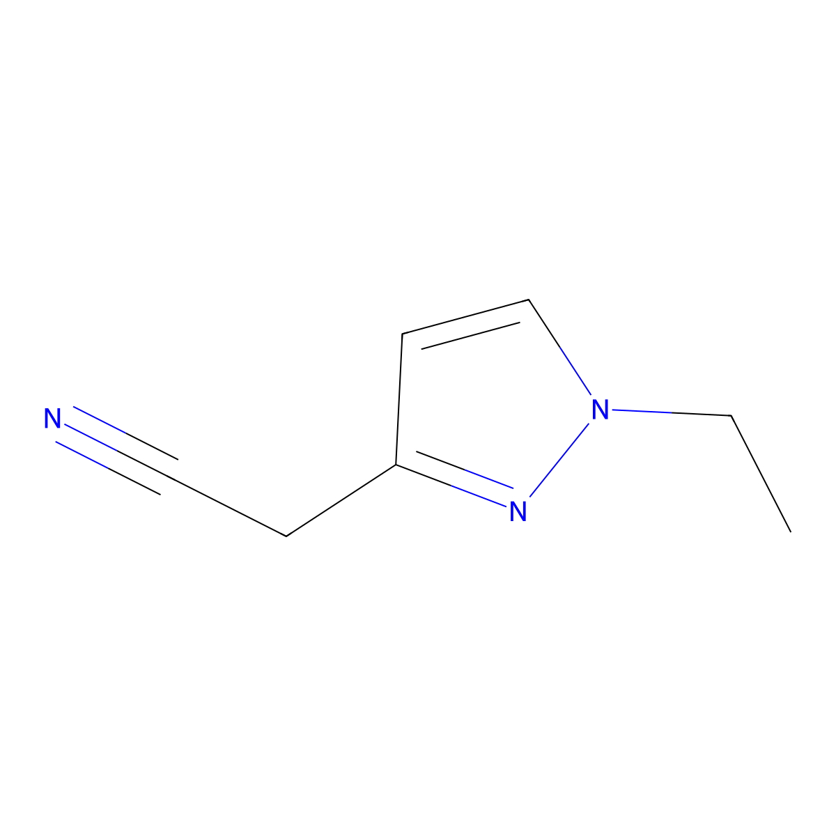 2-(1-ethyl-1H-pyrazol-3-yl)acetonitrile molecular structure, CAS 1171541-96-0