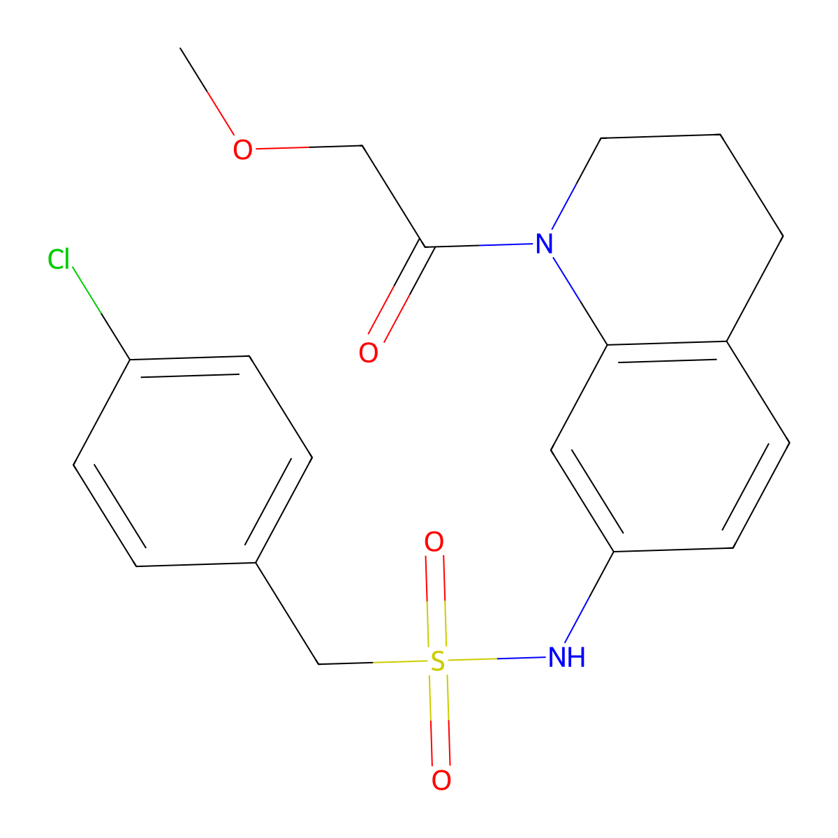 1-(4-chlorophenyl)-N-[1-(2-methoxyacetyl)-1,2,3,4-tetrahydroquinolin-7-yl]methanesulfonamide molecular structure, CAS 1171542-45-2