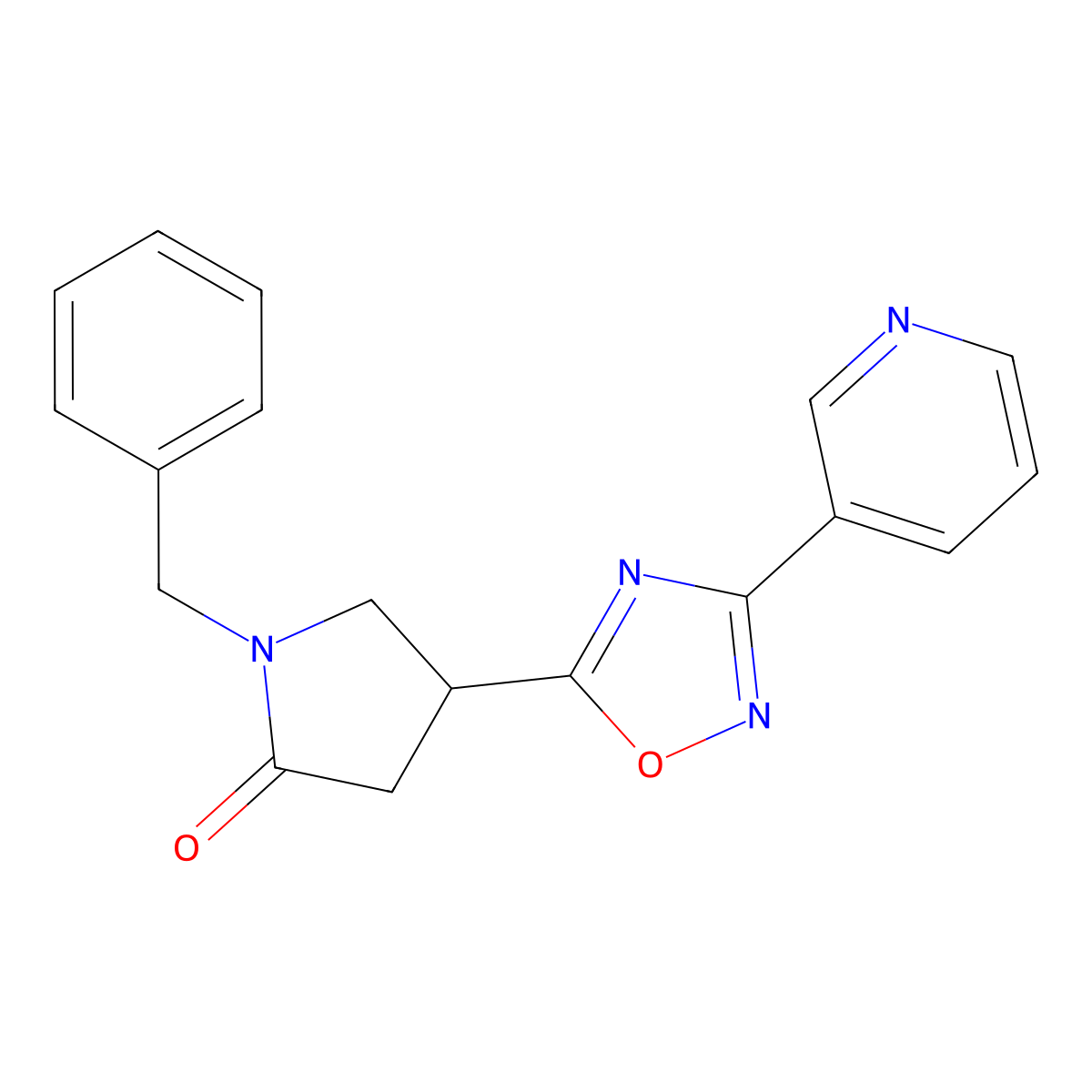 1-Benzyl-4-[3-(pyridin-3-yl)-1,2,4-oxadiazol-5-yl]pyrrolidin-2-one molecular structure, CAS 1171542-94-1