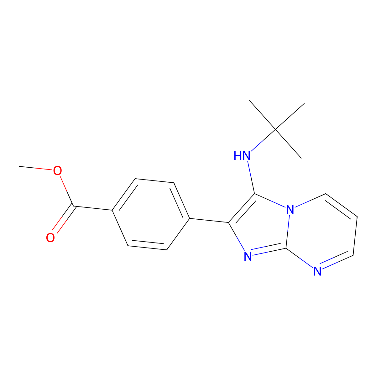 Methyl 4-[3-(tert-butylamino)imidazo[1,2-a]pyrimidin-2-yl]benzoate molecular structure, CAS 1171543-35-3